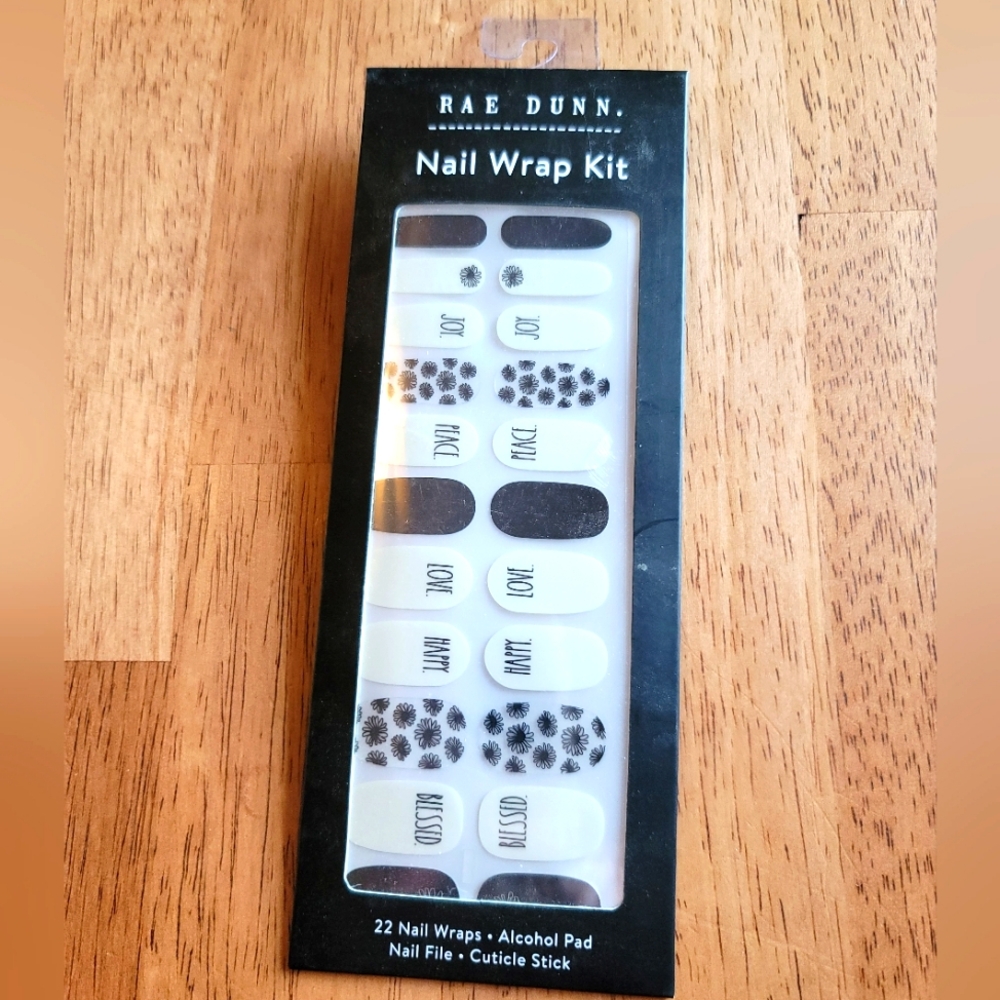 Rae Dunn Black and White Nail Wrap Kit NWT